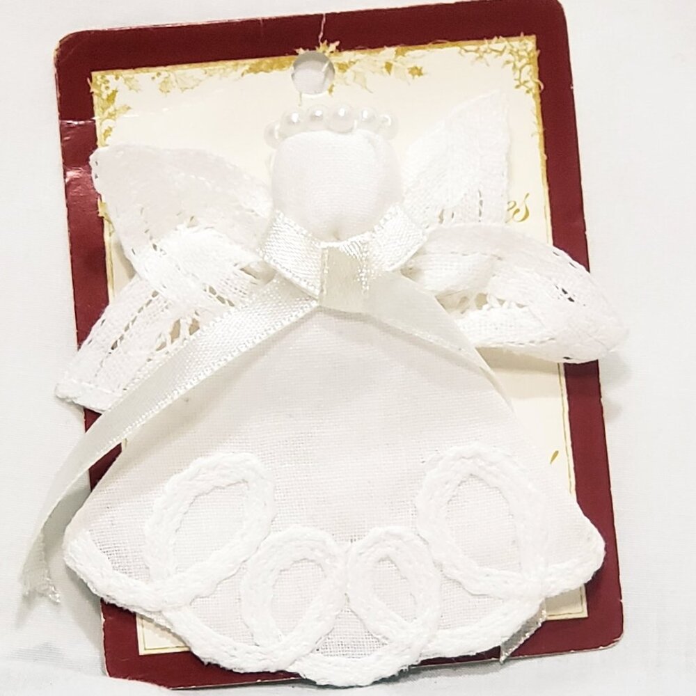 Lace Angel White Fabric Fashion Brooch 3" Golden Treasures